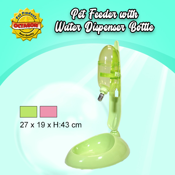 DC-180 Food Feeder Bowl with Water Dispenser Bottle for Pets.