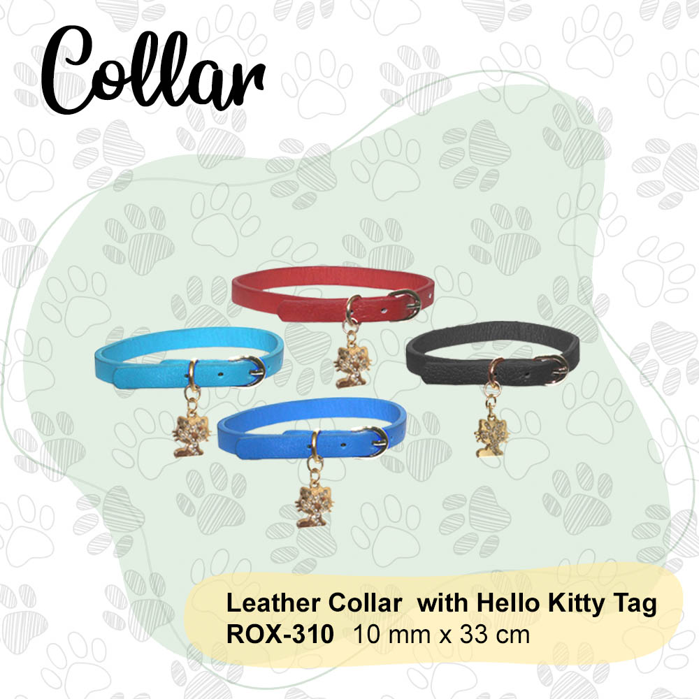 Leather Collar with Hello Kitty Tag