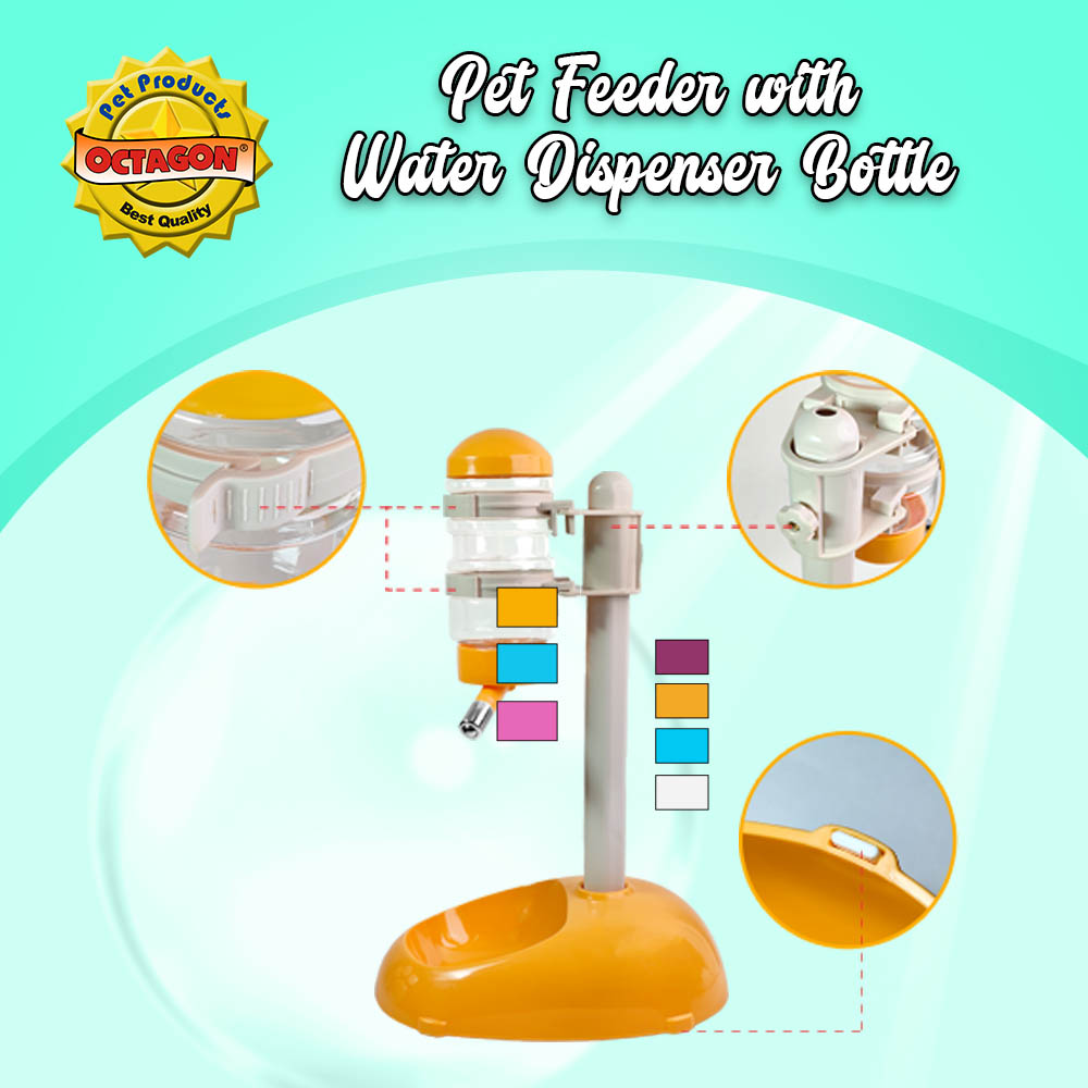 DC-510B Food Feeder Bowl with Water Dispenser Bottle for Pets.